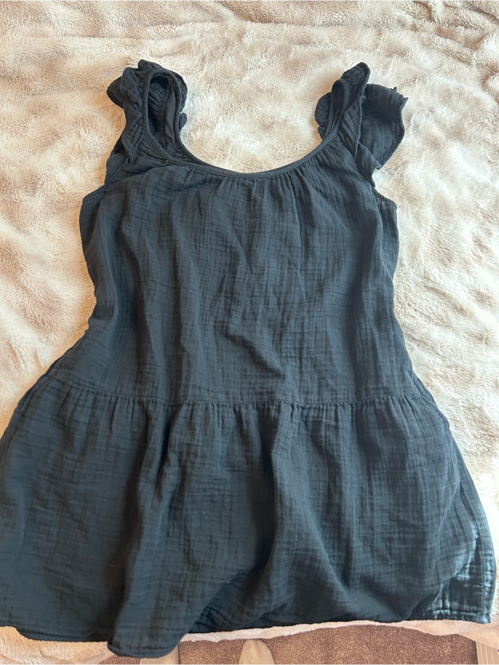 Gap Black Women's Ruffled Strap Babydoll Peasant Dress